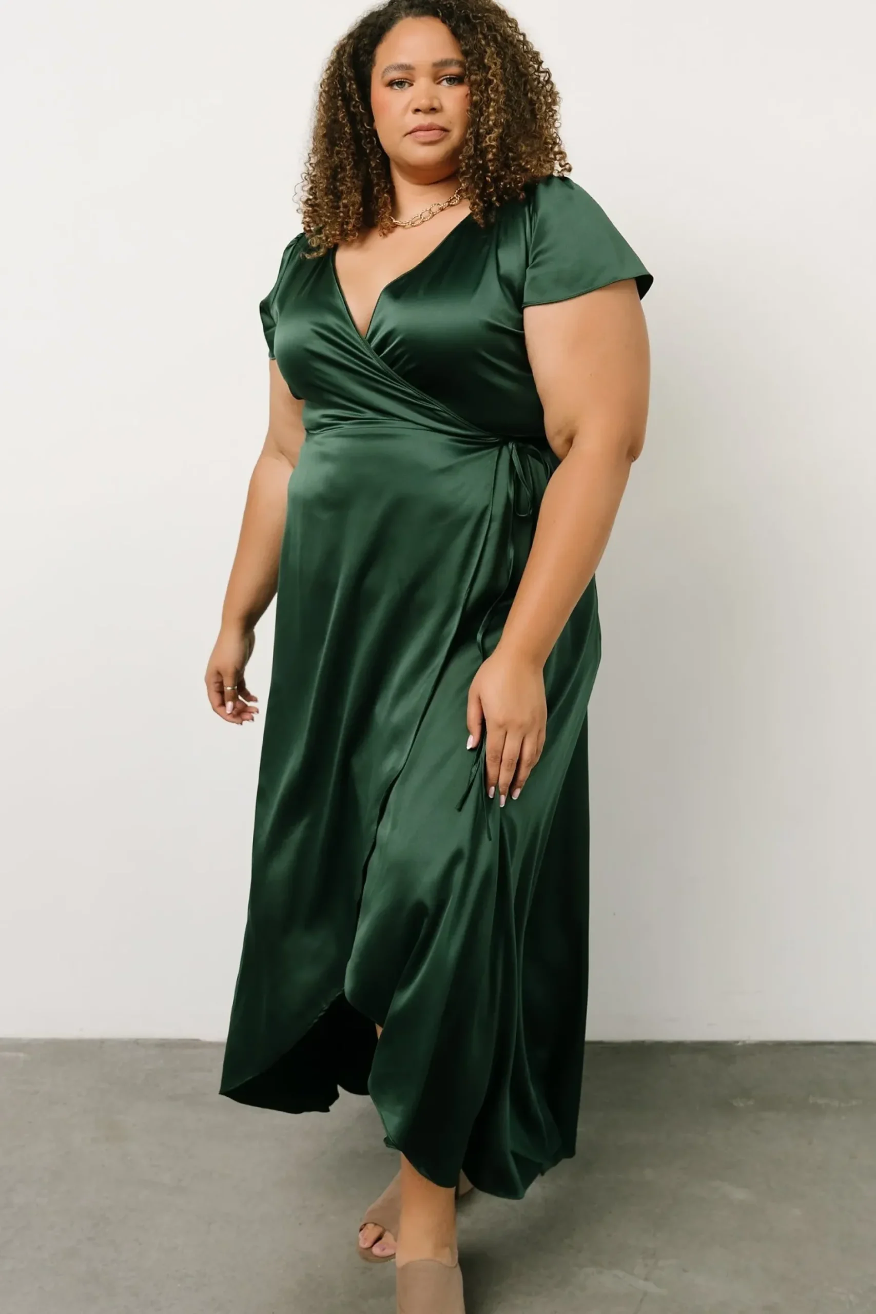 Baltic Born WEDDING SUITE|wedding guest|Krystal Satin Wrap Gown | Green