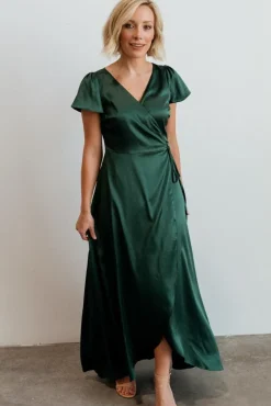 Baltic Born WEDDING SUITE|wedding guest|Krystal Satin Wrap Gown | Green