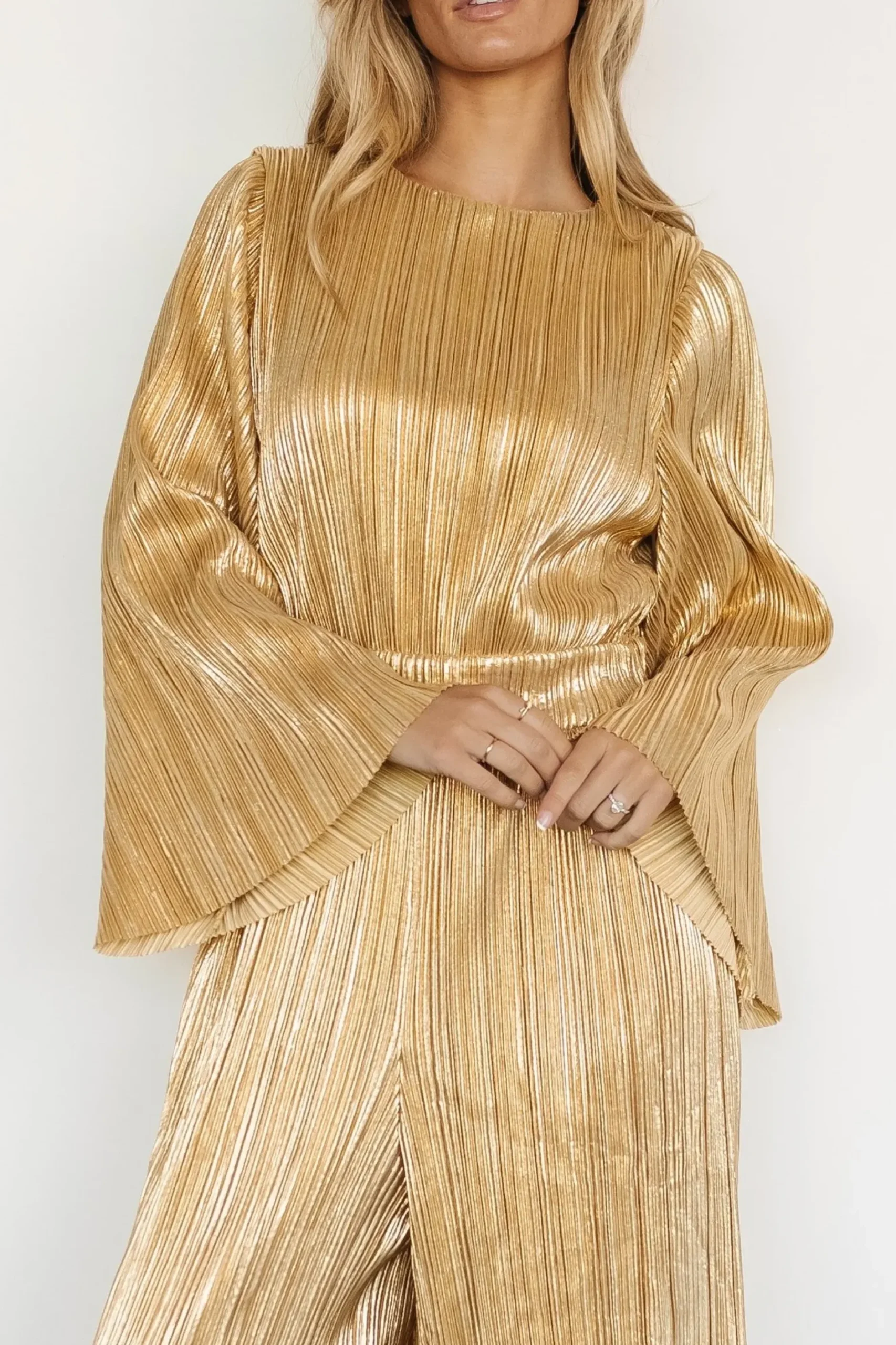 Baltic Born JUMPSUITS + ROMPERS|La Rambla Pleated Jumpsuit | Gold