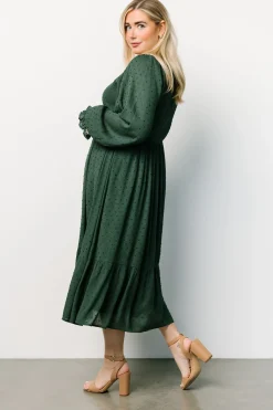 Baltic Born midi dresses|bump friendly|Lainey Smocked Dotted Midi Dress | Evergreen