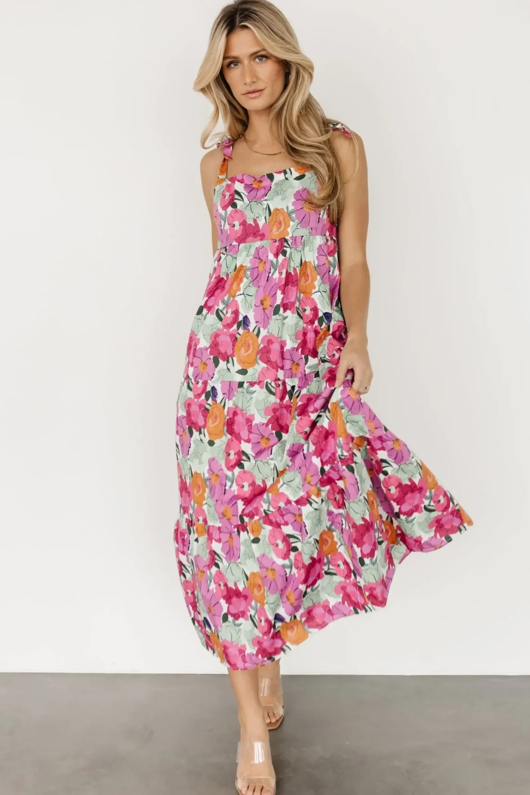 Baltic Born midi dresses|Lakewood Tie Dress | Pink Multi
