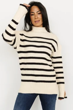 Baltic Born sweaters|Landell Striped Sweater | Ivory + Black