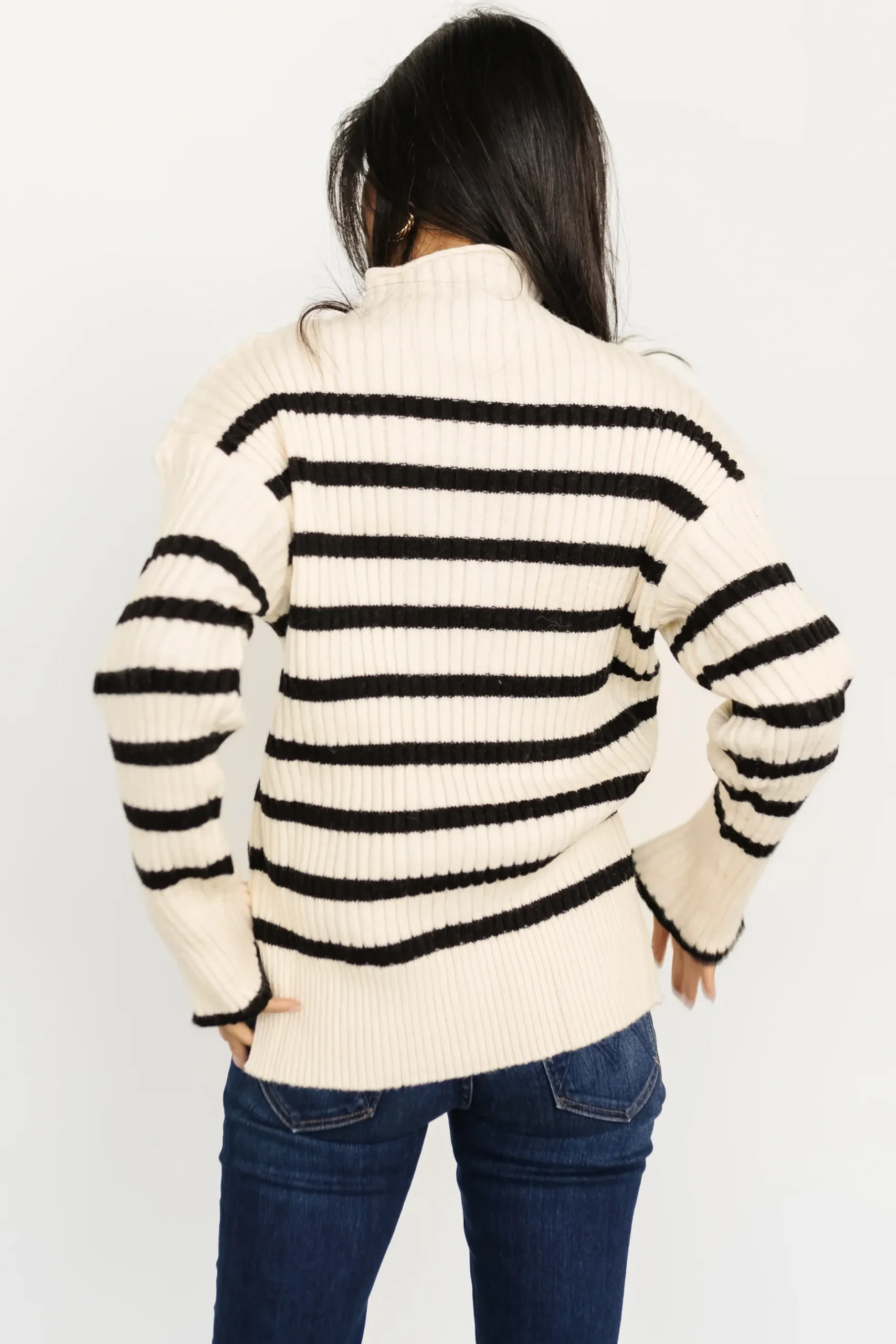 Baltic Born sweaters|Landell Striped Sweater | Ivory + Black