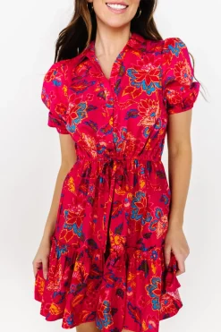 Baltic Born short dresses|Lara Ruffle Short Dress | Fuchsia Floral