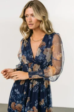Baltic Born BEST SELLERS|DRESSES|Layla Tulle Maxi Dress | Blue + Golden Floral