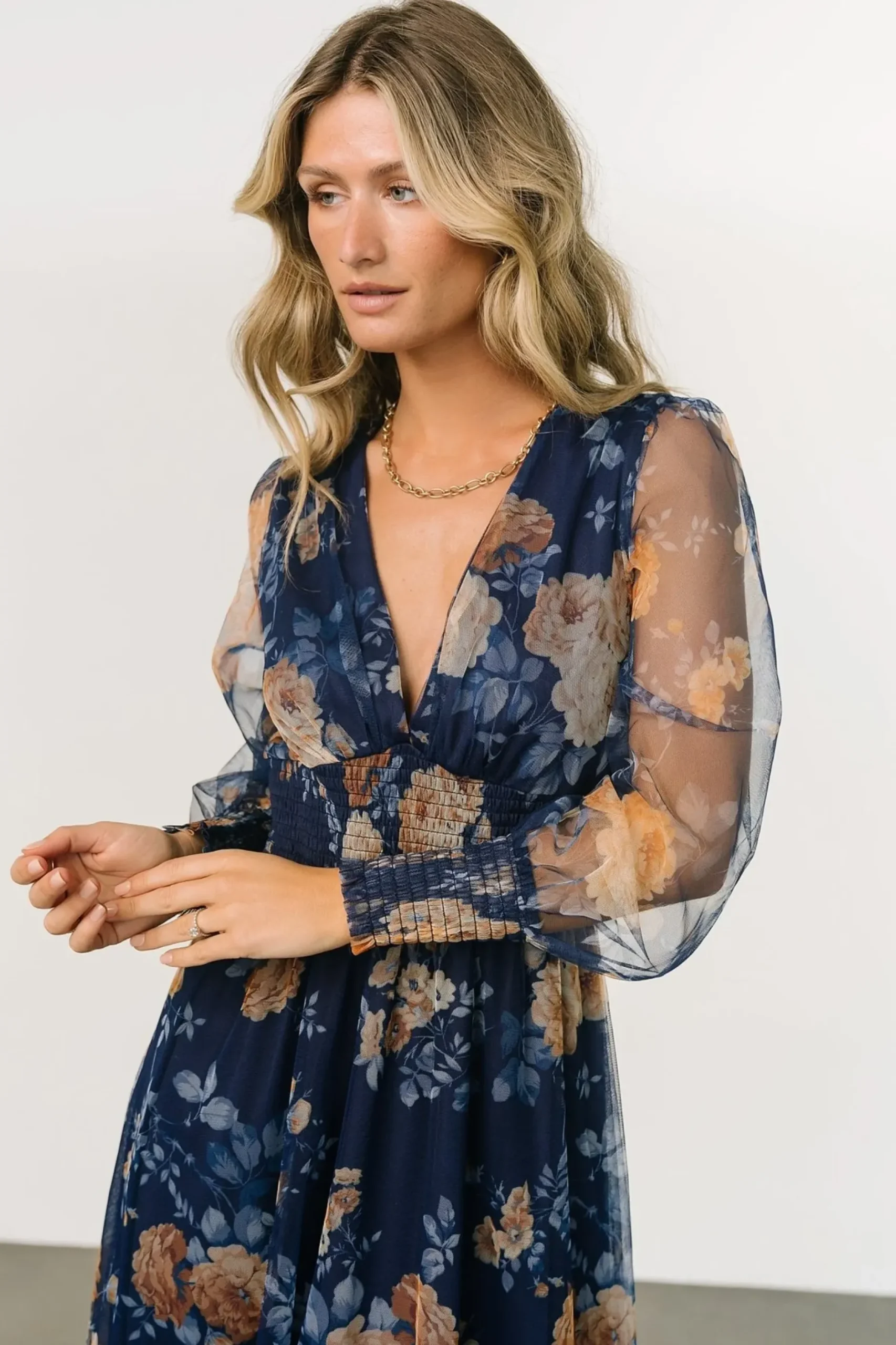 Baltic Born BEST SELLERS|DRESSES|Layla Tulle Maxi Dress | Blue + Golden Floral