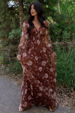 Baltic Born DRESSES|maxi dresses|Layla Tulle Maxi Dress | Chestnut Floral