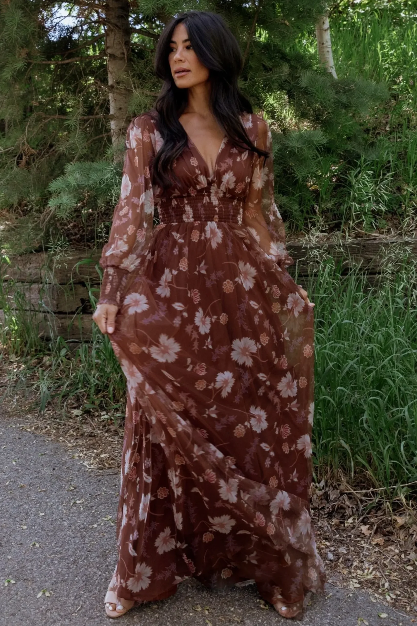Baltic Born DRESSES|maxi dresses|Layla Tulle Maxi Dress | Chestnut Floral