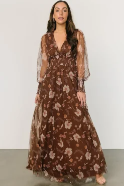 Baltic Born DRESSES|maxi dresses|Layla Tulle Maxi Dress | Chestnut Floral