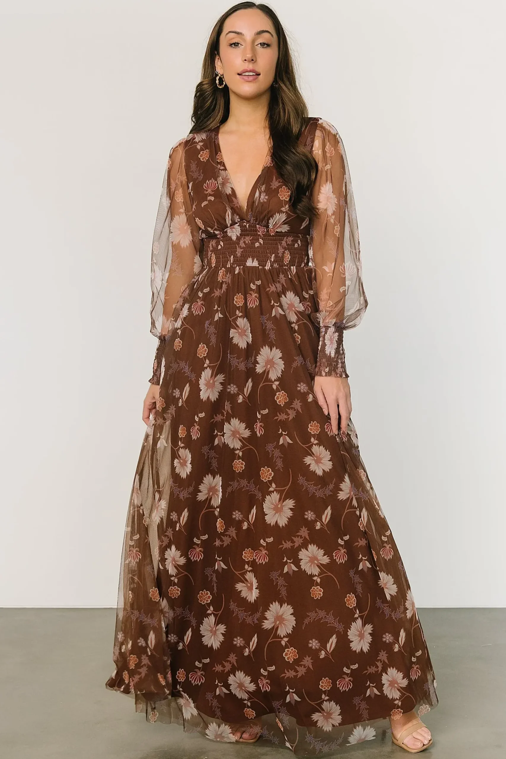 Baltic Born DRESSES|maxi dresses|Layla Tulle Maxi Dress | Chestnut Floral