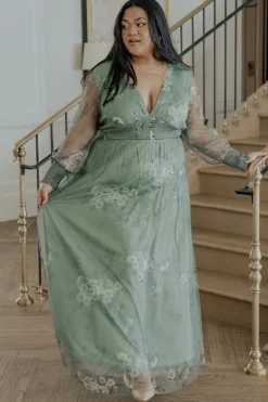 Baltic Born DRESSES|maxi dresses|Layla Tulle Maxi Dress | Dusty Green Floral