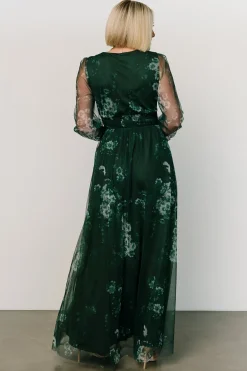 Baltic Born DRESSES|maxi dresses|Layla Tulle Maxi Dress | Dark Green Multi