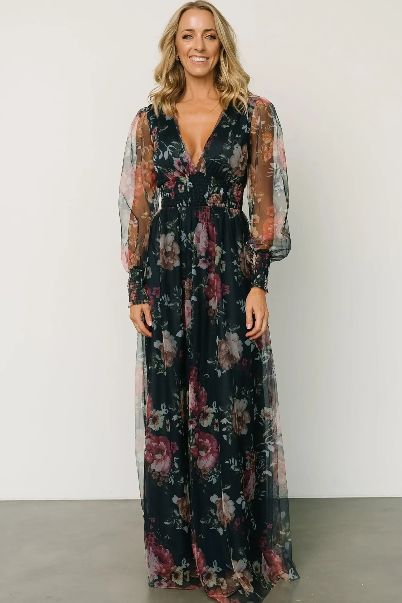Baltic Born DRESSES|maxi dresses|Layla Tulle Maxi Dress | Garden Navy Floral