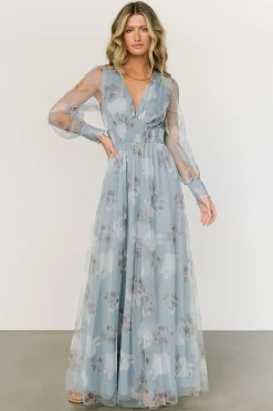 Baltic Born DRESSES|maxi dresses|Layla Tulle Maxi Dress | Light Blue Floral