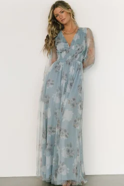 Baltic Born DRESSES|maxi dresses|Layla Tulle Maxi Dress | Light Blue Floral
