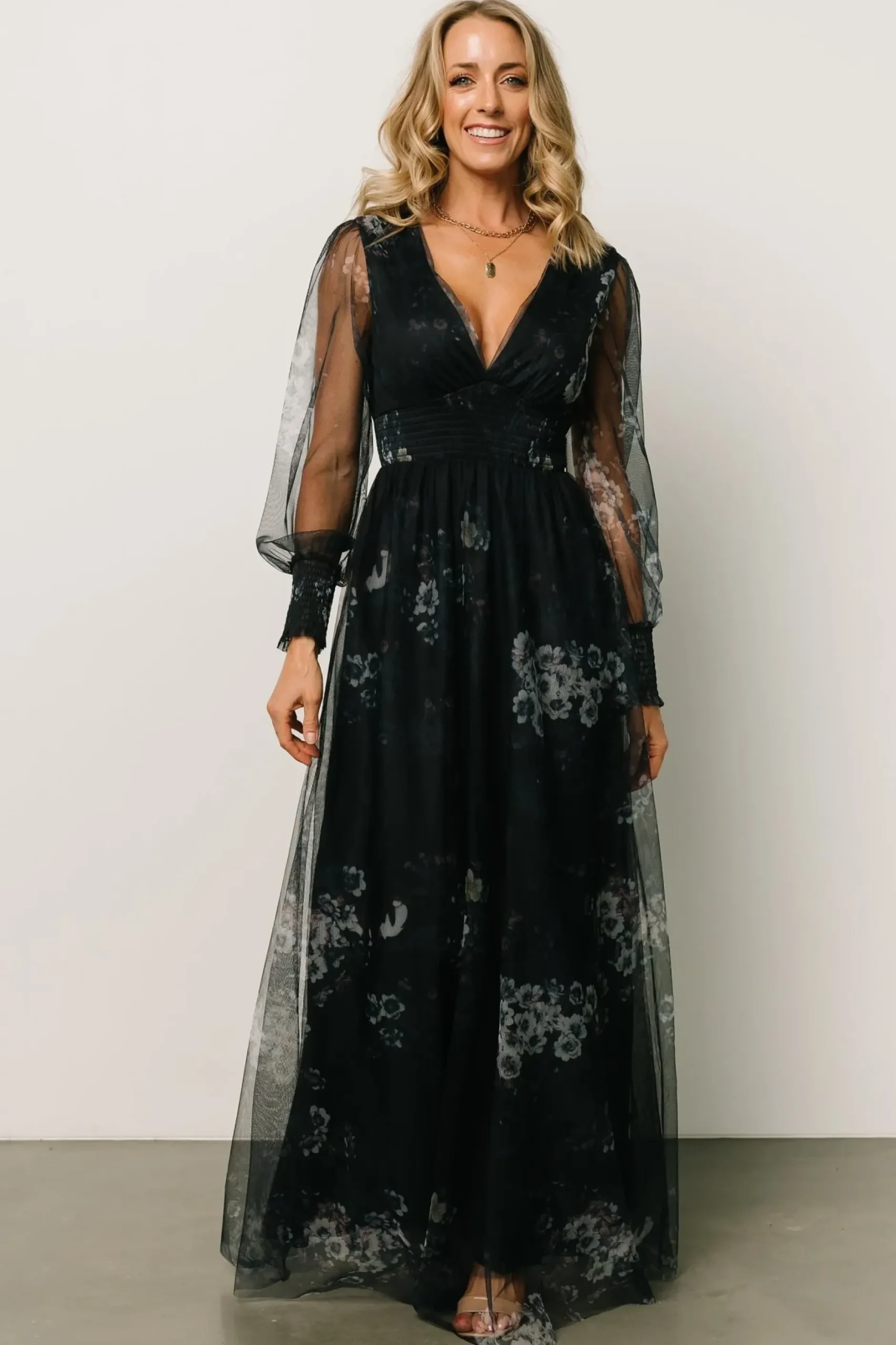 Baltic Born DRESSES|maxi dresses|Layla Tulle Maxi Dress | Navy Multi