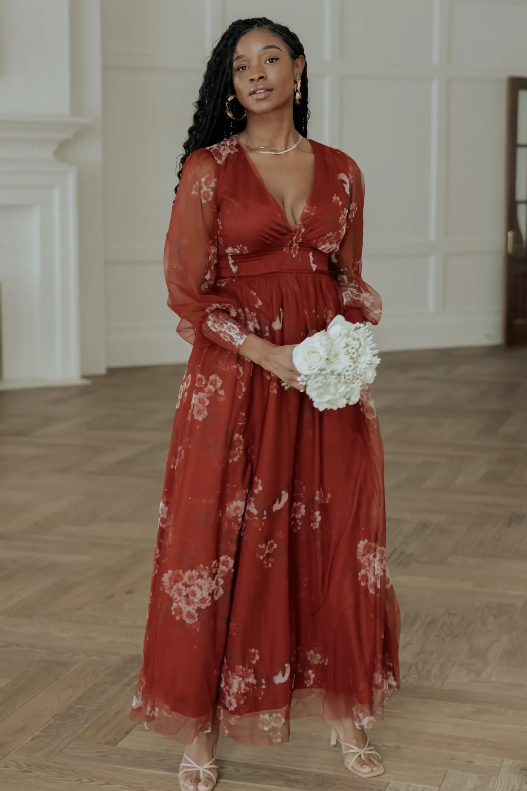 Baltic Born DRESSES|maxi dresses|Layla Tulle Maxi Dress | Rust Floral