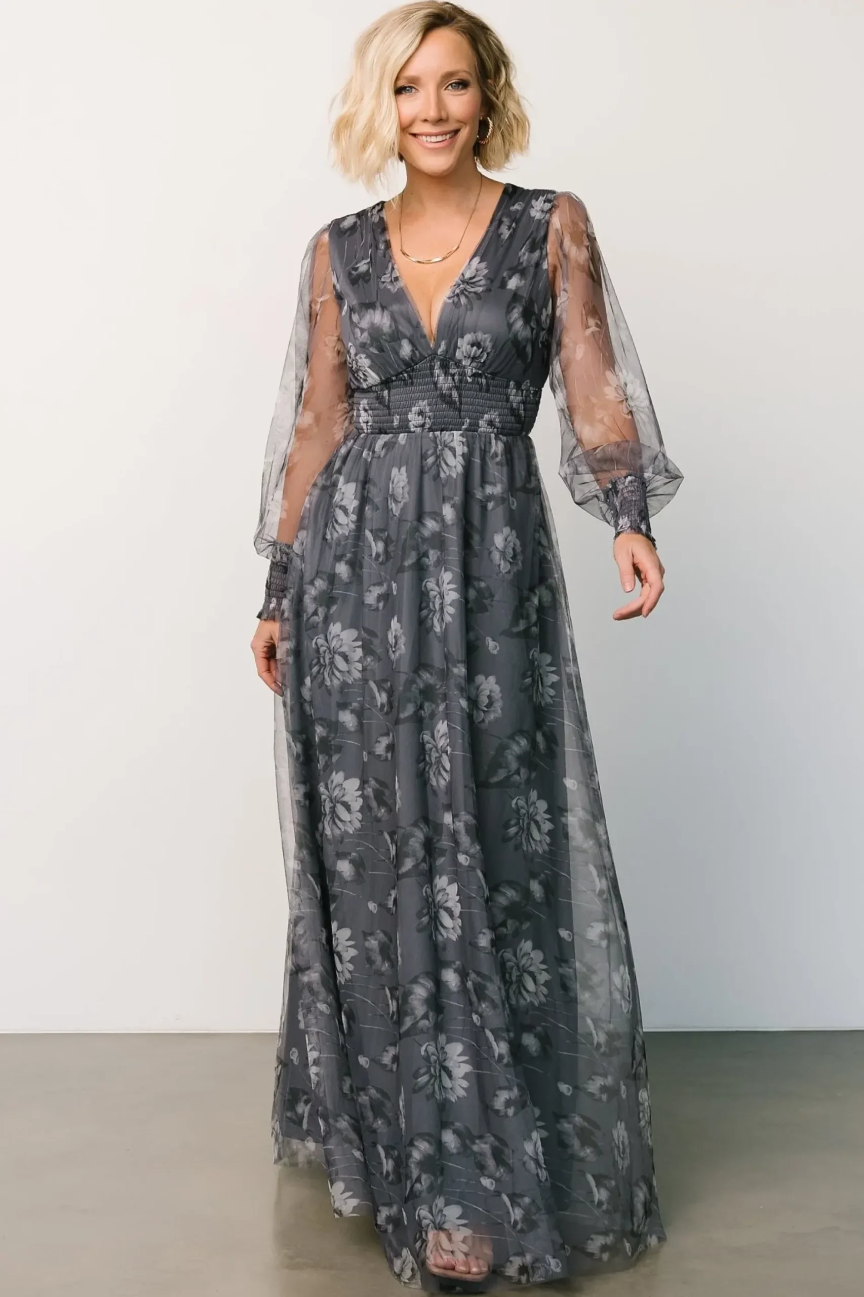 Baltic Born DRESSES|maxi dresses|Layla Tulle Maxi Dress | Slate Floral