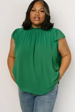 Baltic Born blouses + shirts|Leah Mock Neck Top | Green