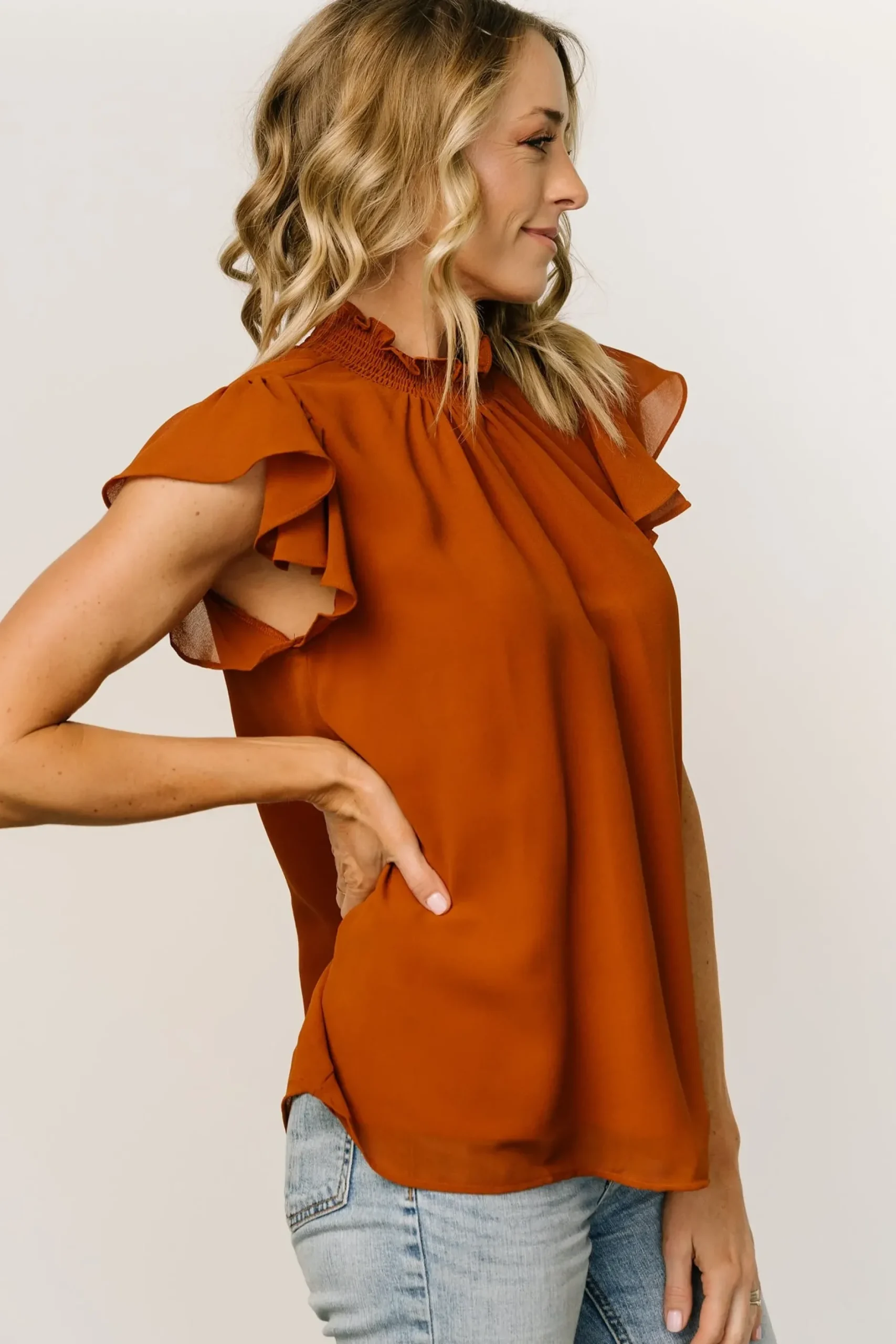 Baltic Born blouses + shirts|Leah Mock Neck Top | Spice
