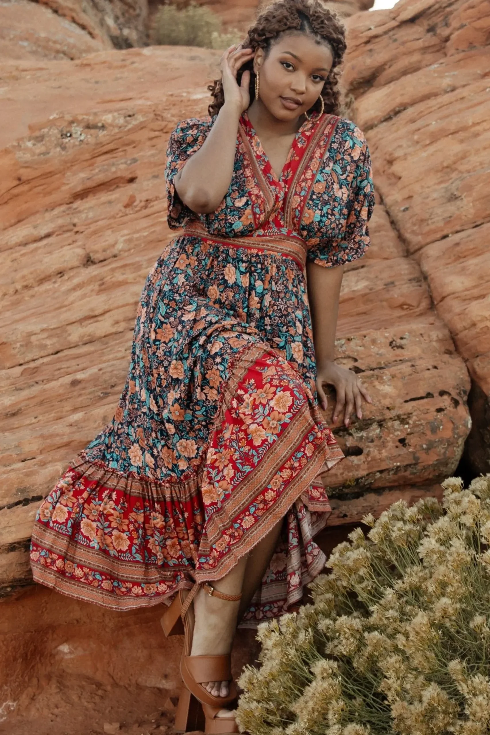 Baltic Born midi dresses|Leeanne Midi Dress | Navy Multi Floral