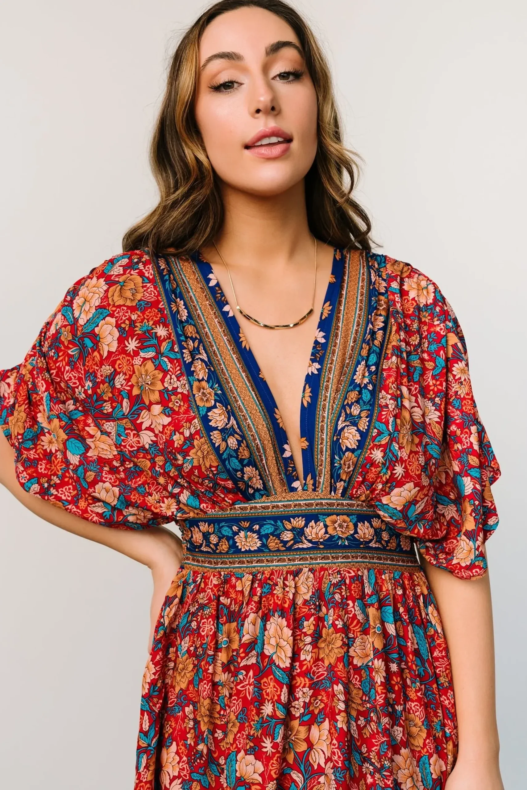 Baltic Born midi dresses|Leeanne Midi Dress | Red Multi Floral