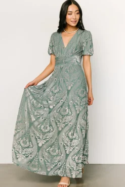 Baltic Born maxi dresses|EXTENDED SIZING|Leslie Velvet Maxi Dress | Sage + Silver
