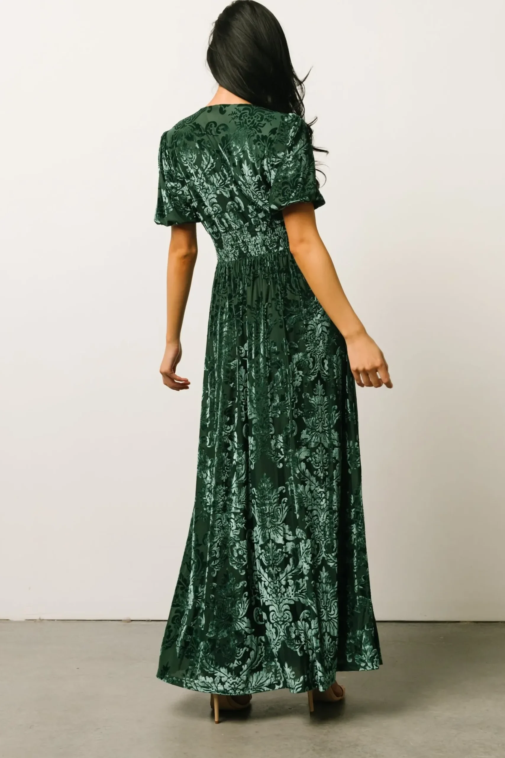 Baltic Born maxi dresses|EXTENDED SIZING|Leslie Velvet Maxi Dress | Pine
