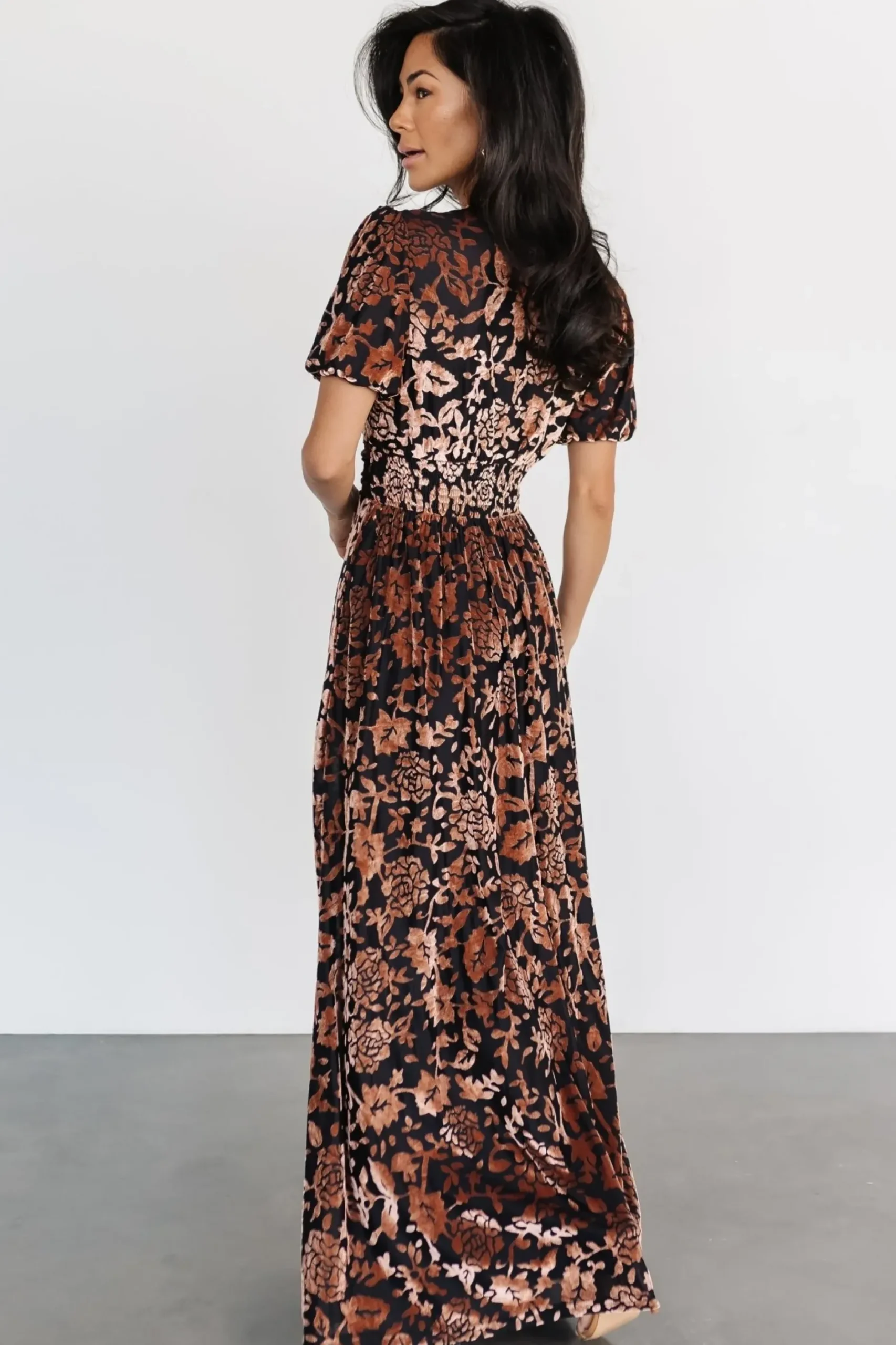 Baltic Born maxi dresses|EXTENDED SIZING|Leslie Velvet Maxi Dress | Black + Bronze