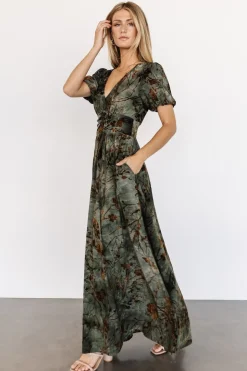 Baltic Born maxi dresses|EXTENDED SIZING|Leslie Velvet Maxi Dress | Green + Copper
