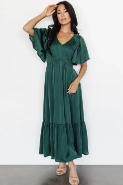 Baltic Born midi dresses|WINTER ESSENTIALS|Lovell Smocked Midi Dress | Emerald