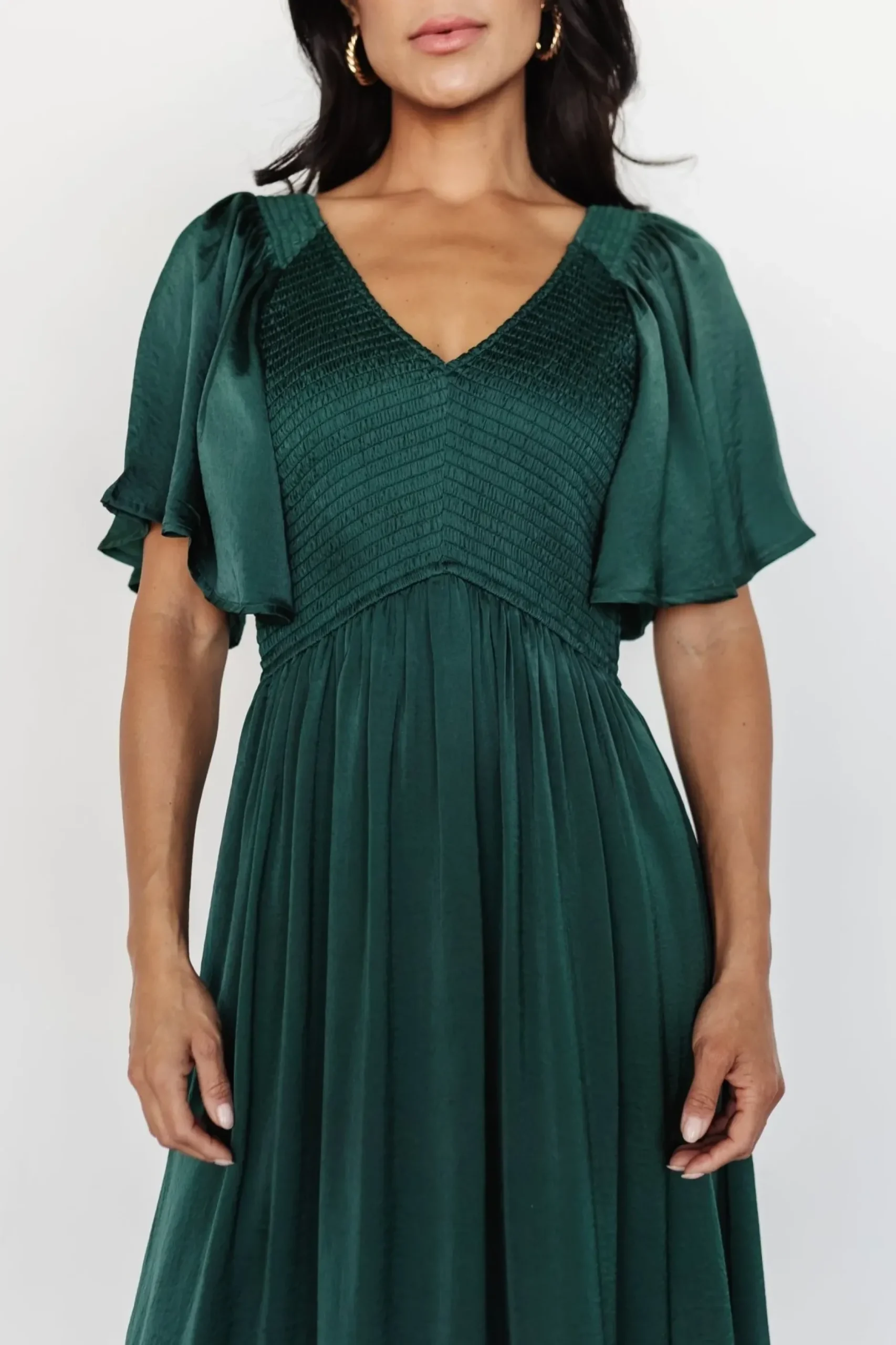 Baltic Born midi dresses|WINTER ESSENTIALS|Lovell Smocked Midi Dress | Emerald