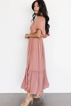 Baltic Born EXTENDED SIZING|Lovell Smocked Midi Dress | Dark Mauve