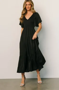 Baltic Born midi dresses|WINTER ESSENTIALS|Lovell Smocked Midi Dress | Black