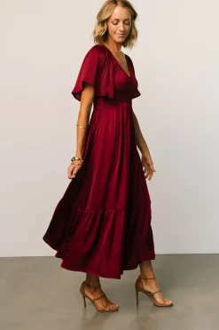 Baltic Born midi dresses|WINTER ESSENTIALS|Lovell Smocked Midi Dress | Wine