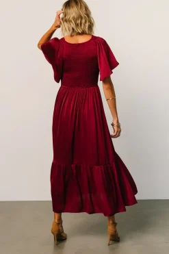 Baltic Born midi dresses|WINTER ESSENTIALS|Lovell Smocked Midi Dress | Wine