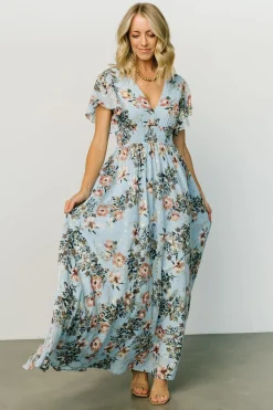 Baltic Born WEDDING SUITE|wedding guest|Lynlee Metallic Maxi Dress | Light Blue