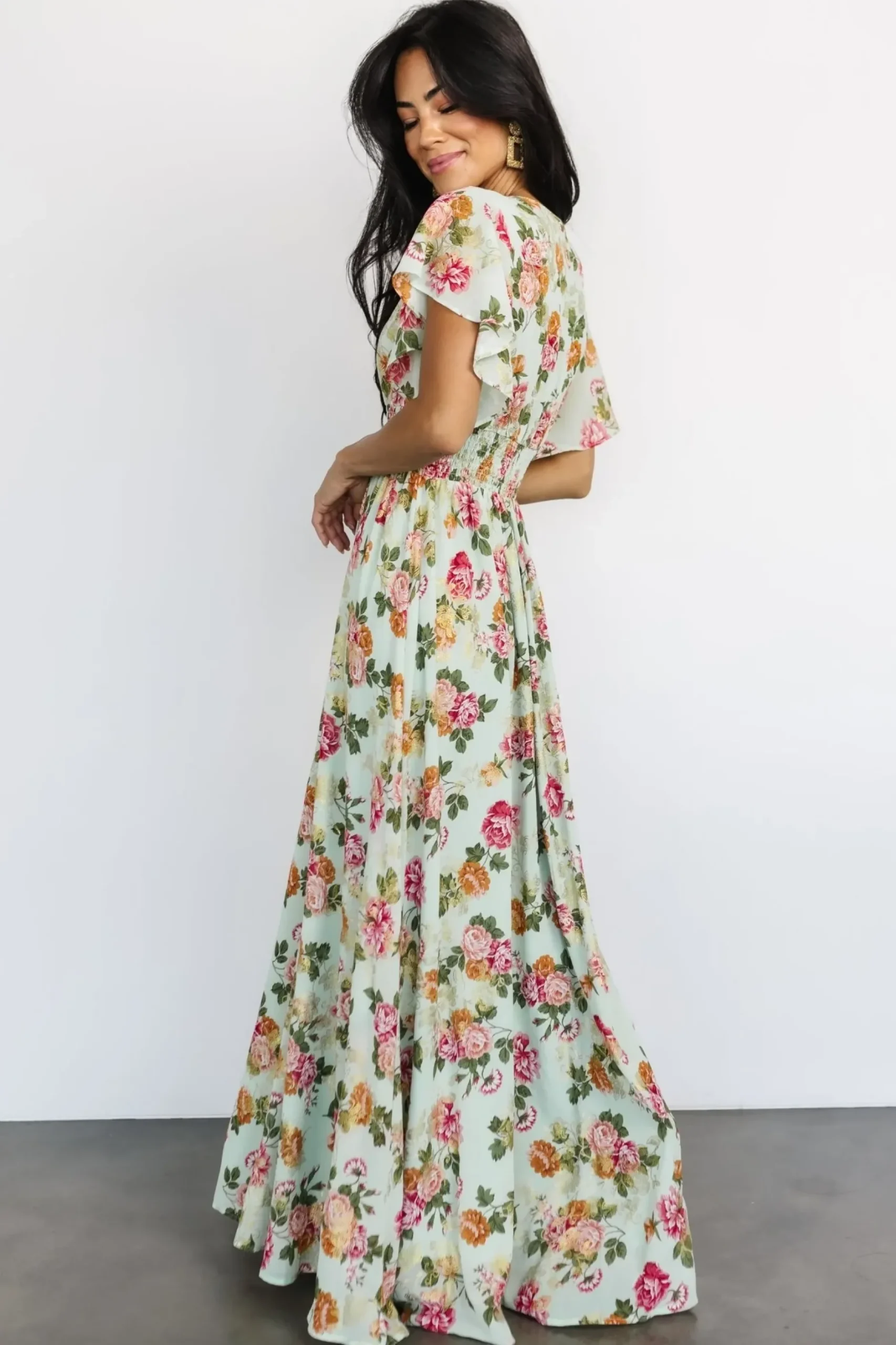 Baltic Born WEDDING SUITE|wedding guest|Lynlee Metallic Maxi Dress | Sage + Pink