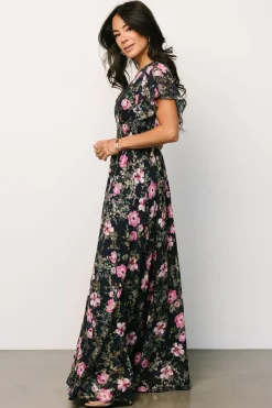 Baltic Born WEDDING SUITE|wedding guest|Lynlee Metallic Maxi Dress | Dark Blue + Pink