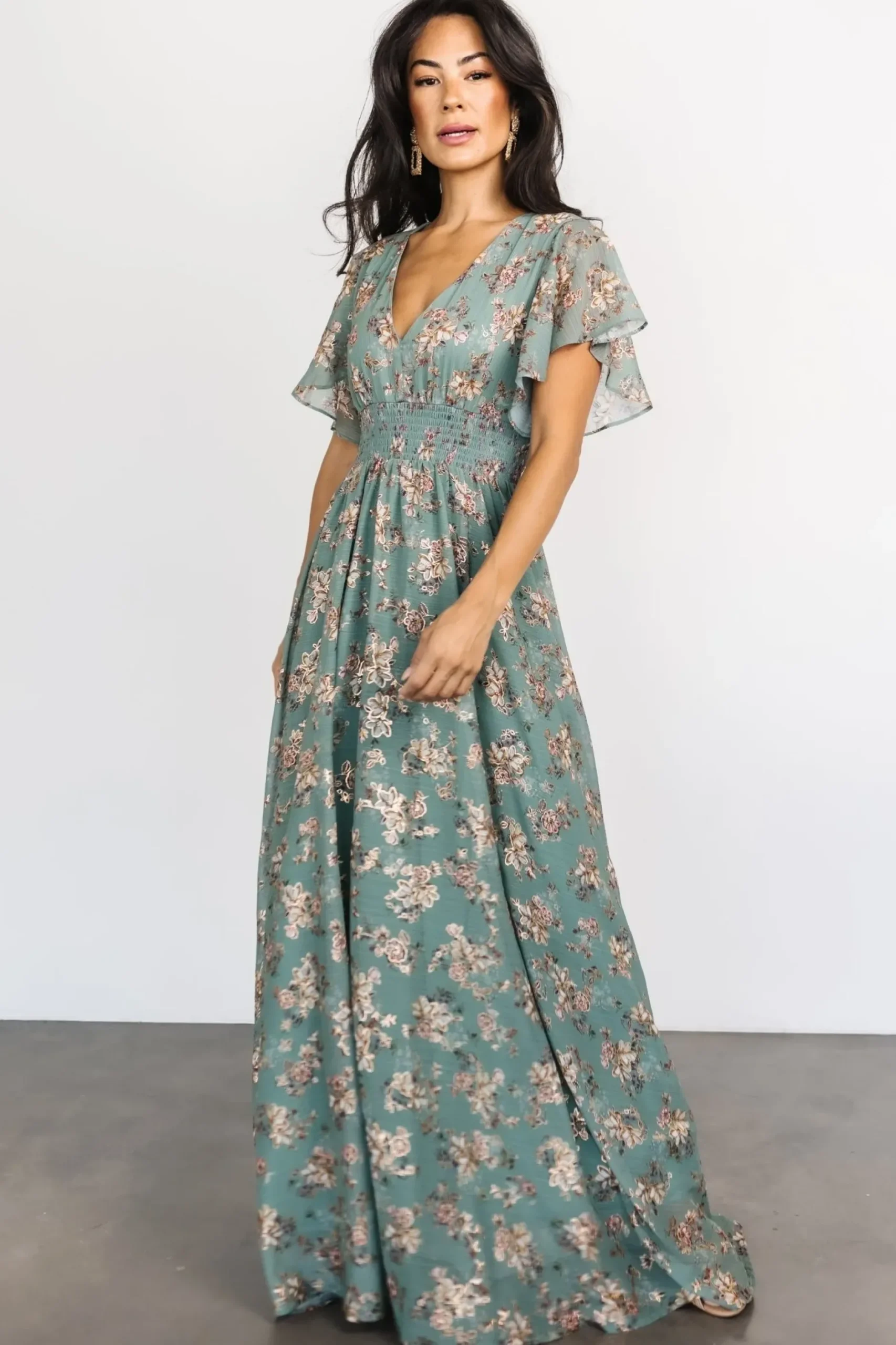 Baltic Born WEDDING SUITE|wedding guest|Lynlee Metallic Maxi Dress | Eucalyptus