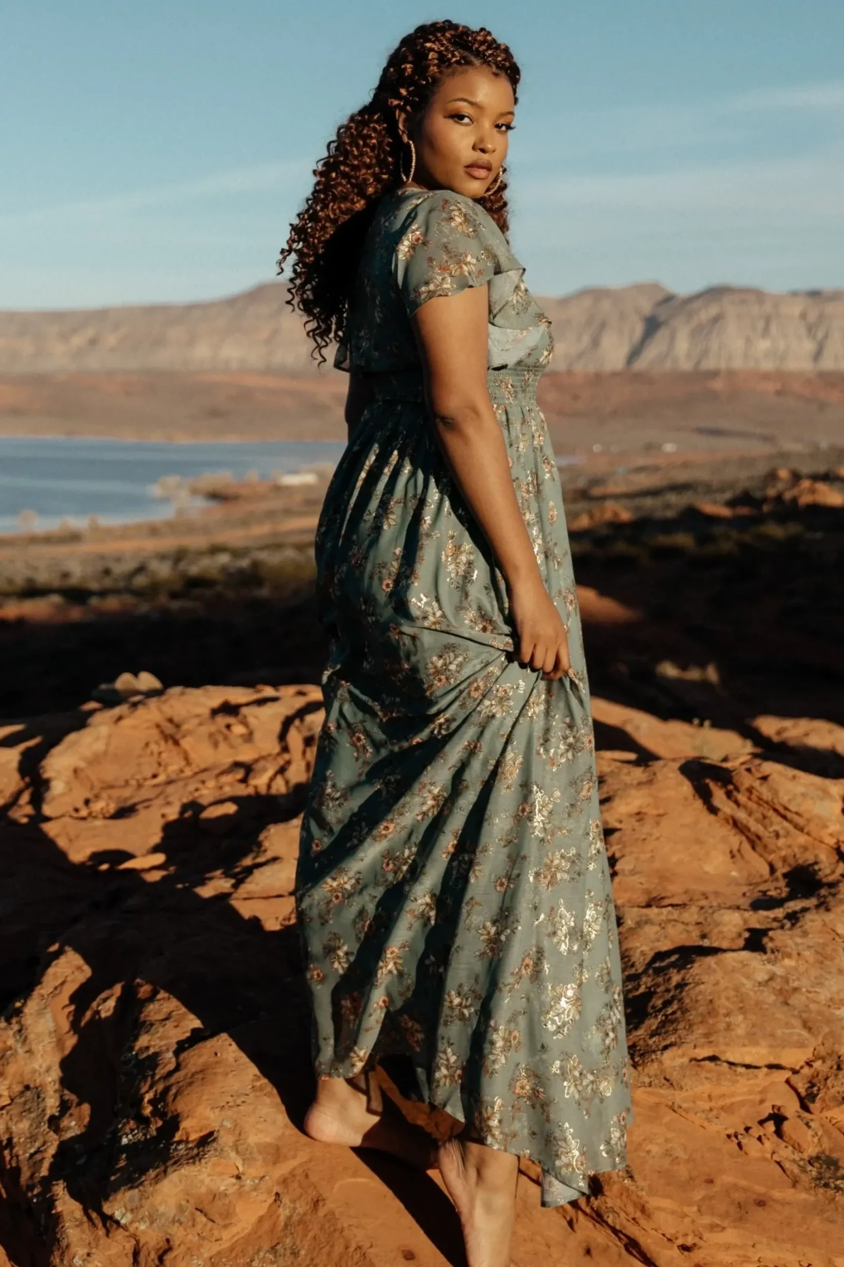 Baltic Born WEDDING SUITE|wedding guest|Lynlee Metallic Maxi Dress | Eucalyptus