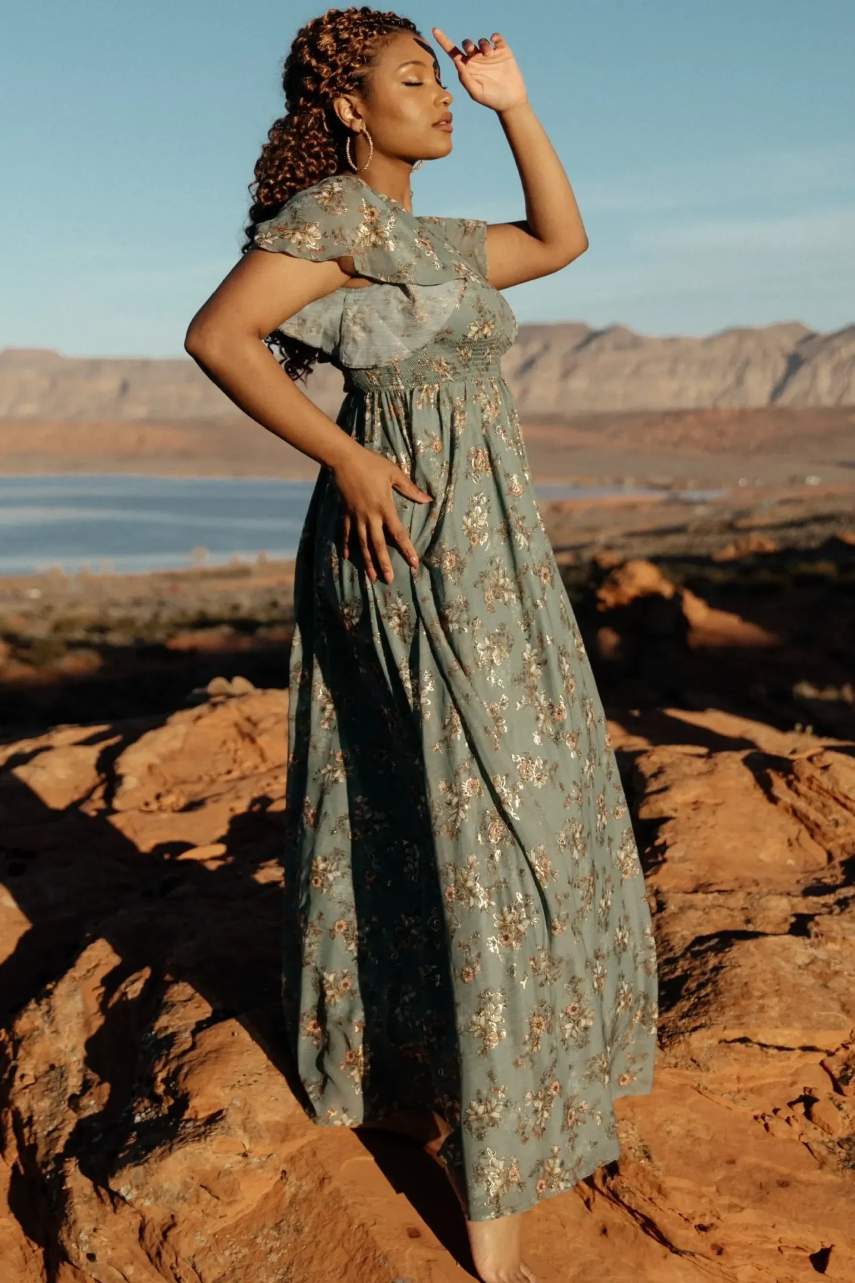 Baltic Born WEDDING SUITE|wedding guest|Lynlee Metallic Maxi Dress | Eucalyptus
