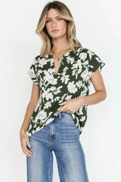 Baltic Born blouses + shirts|Macey Top | Olive Floral