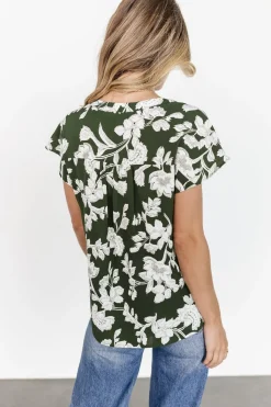 Baltic Born blouses + shirts|Macey Top | Olive Floral