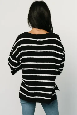 Baltic Born WINTER ESSENTIALS|Maddock Stripe Knit Top | Black + Off White