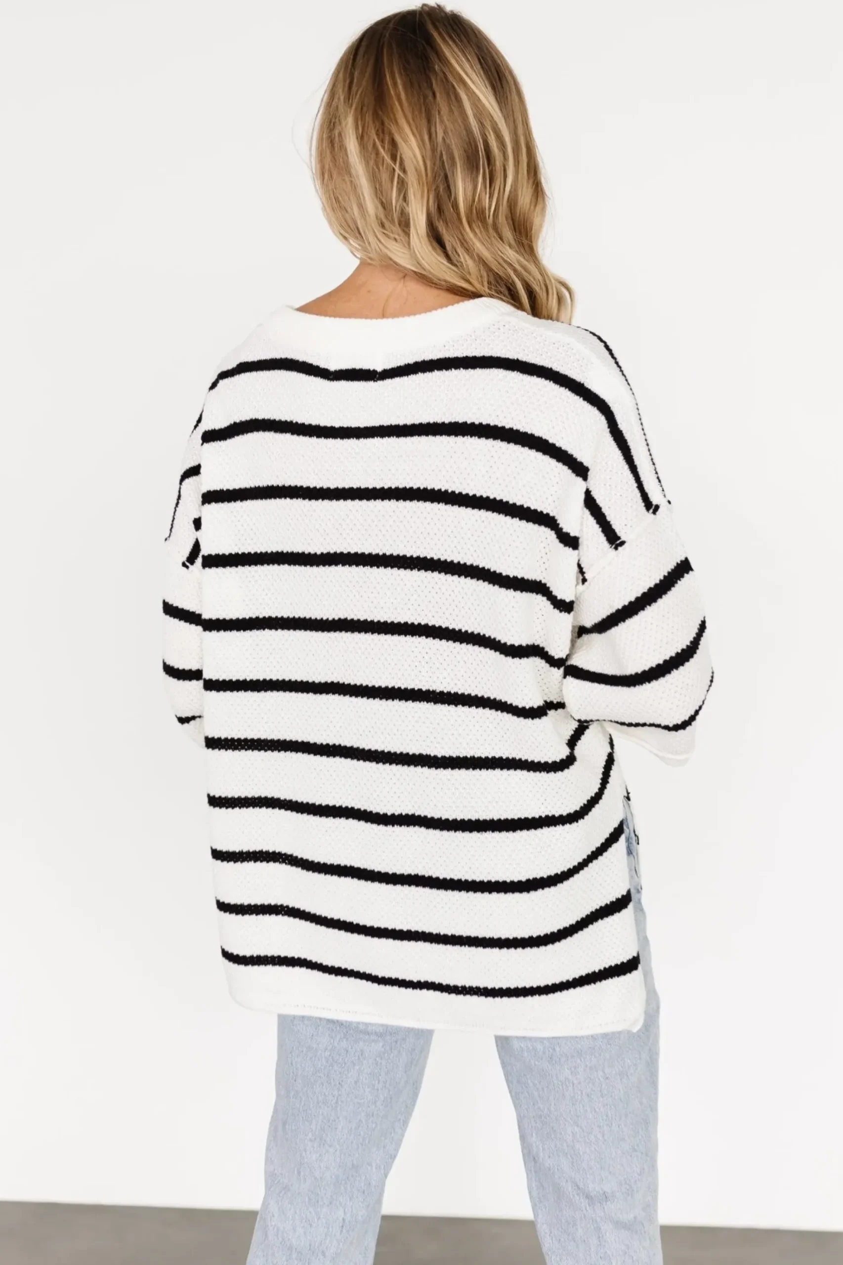 Baltic Born WINTER ESSENTIALS|Maddock Stripe Knit Top | Off White + Black