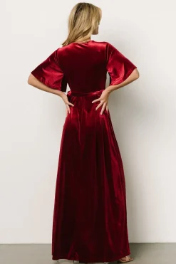 Baltic Born SALE|Maella Velvet Wrap Dress | Wine