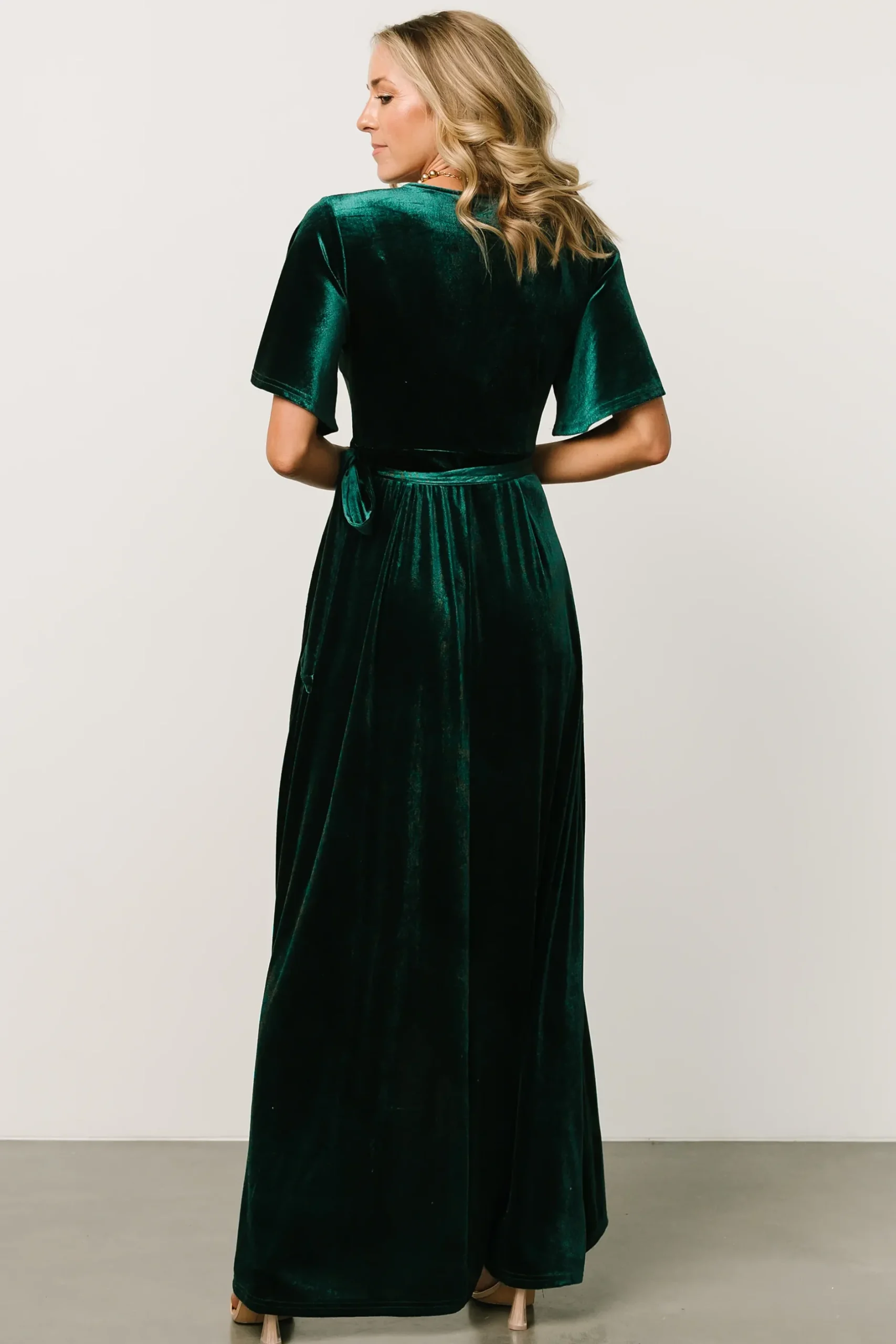 Baltic Born SALE|Maella Velvet Wrap Dress | Emerald