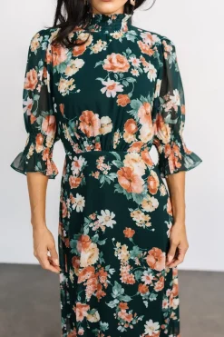 Baltic Born WEDDING SUITE|wedding guest|Marie Mock Neck Maxi Dress | Dark Green Floral