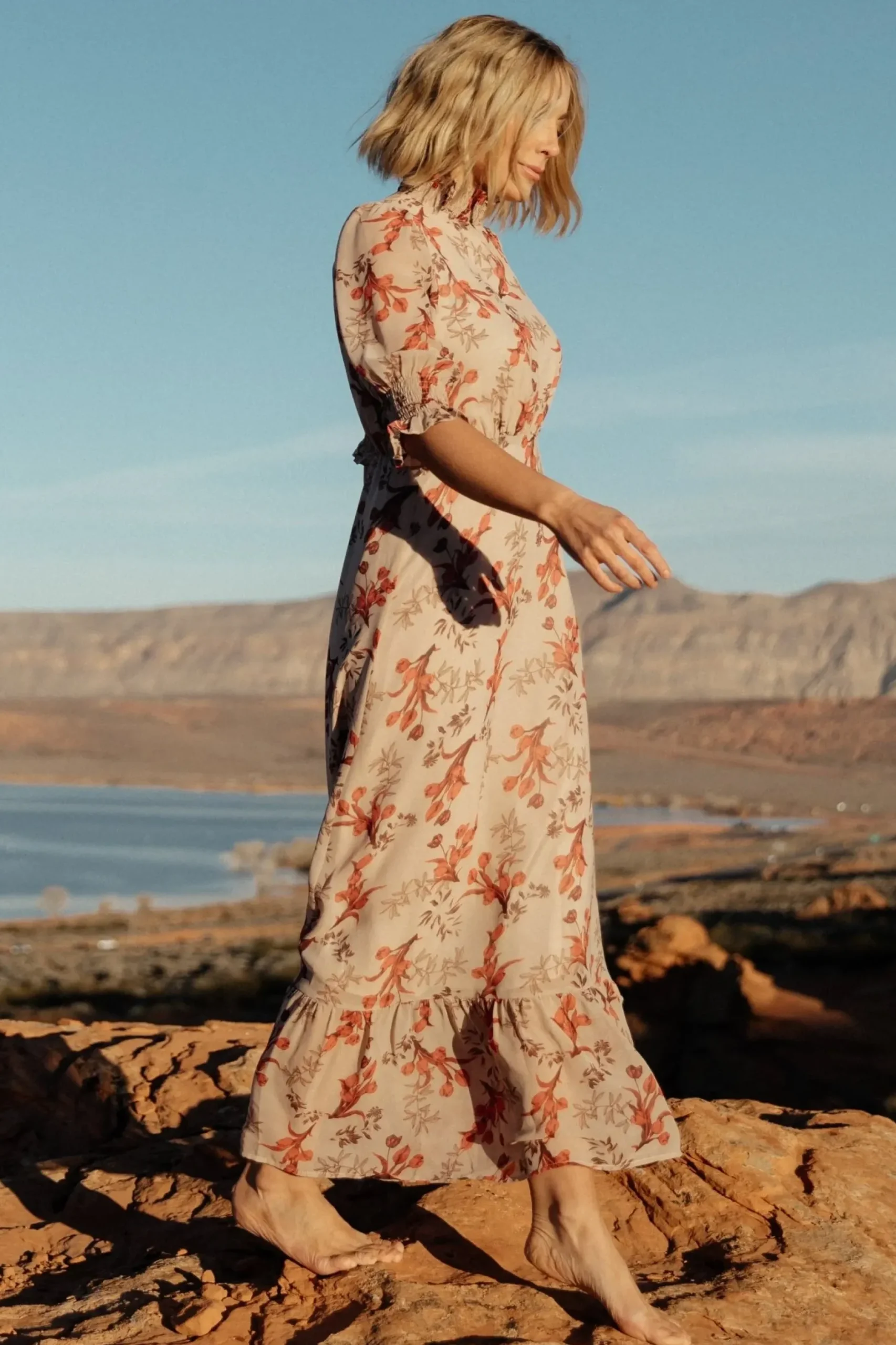 Baltic Born WEDDING SUITE|wedding guest|Marie Mock Neck Maxi Dress | Blush Floral